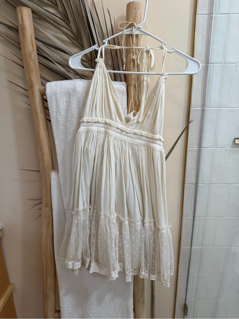 Boho Ivory Mini Dress size small